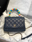 Chanel mini coco handle彩虹包-深藍色