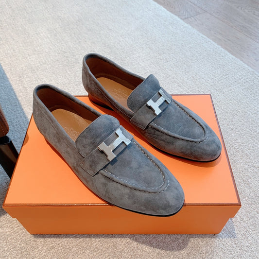 小愛款-2023春夏新色 麂皮H皮鞋 灰色