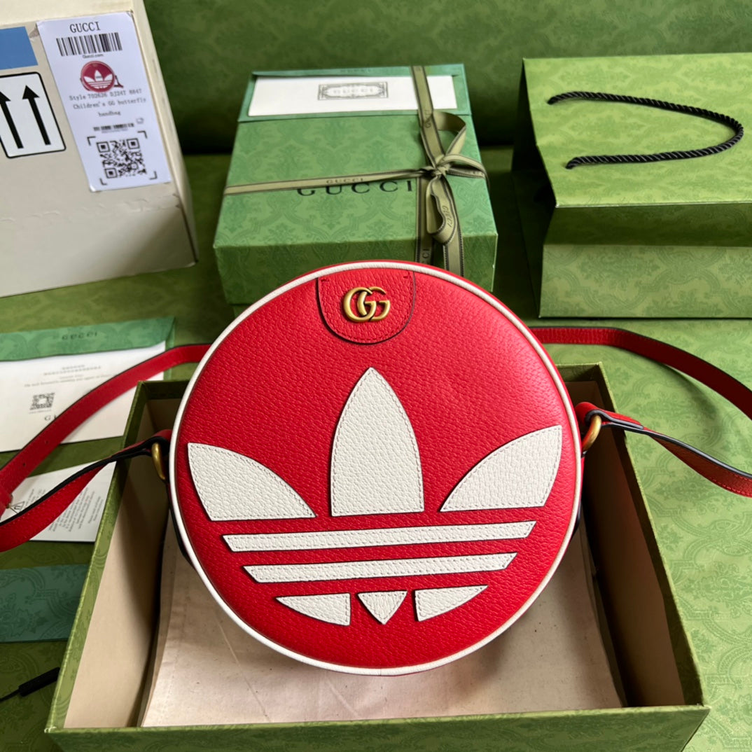 古G家- adidasxGucci聯名系列 肩背包 22x22x7cm 紅色拼