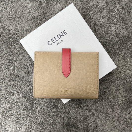 Celine 中夾-STRAP粒面小牛皮錢包