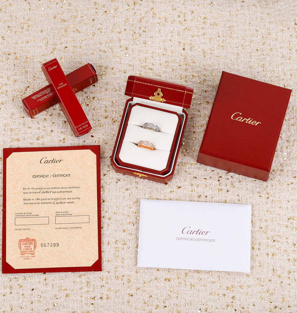 Cartier 粗版滿天星戒指-玫瑰金/白金