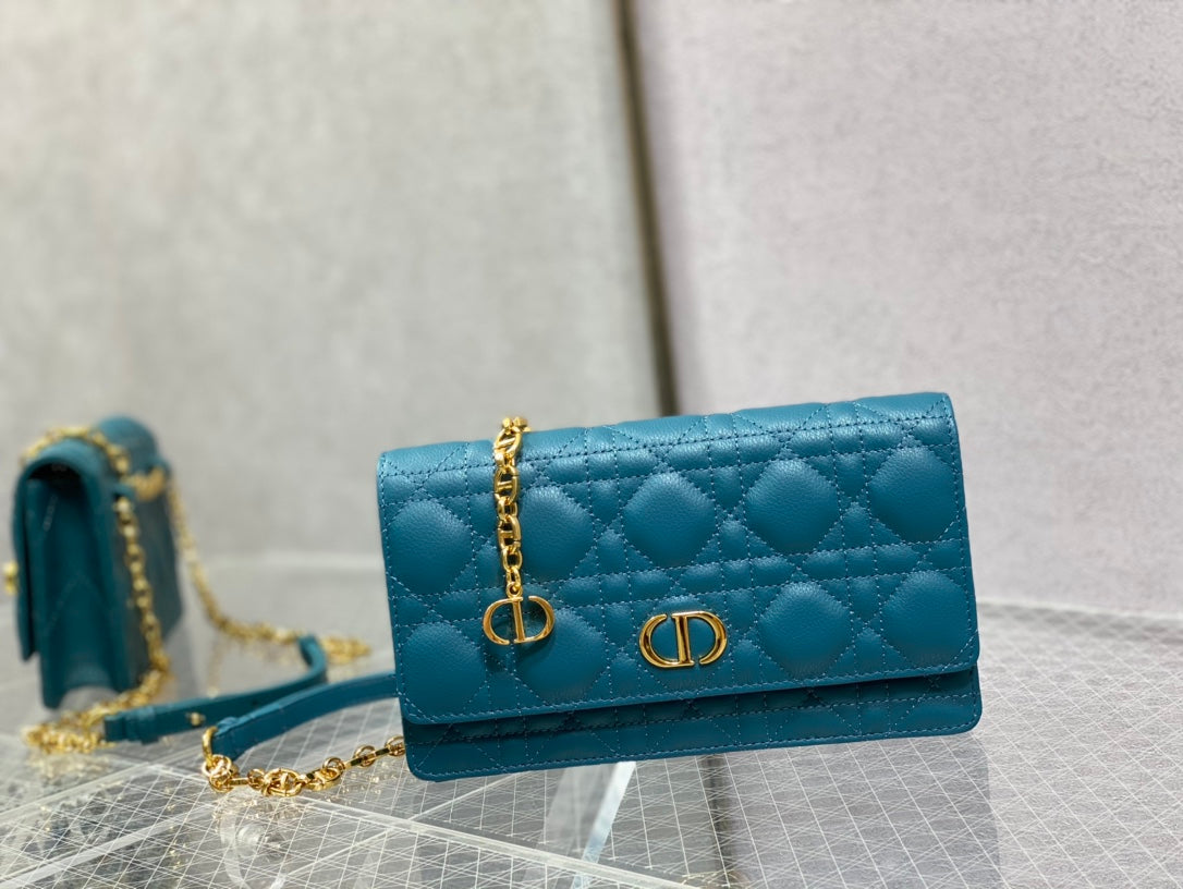 Dior-Caro 菱格紋 小牛皮 鍊條包