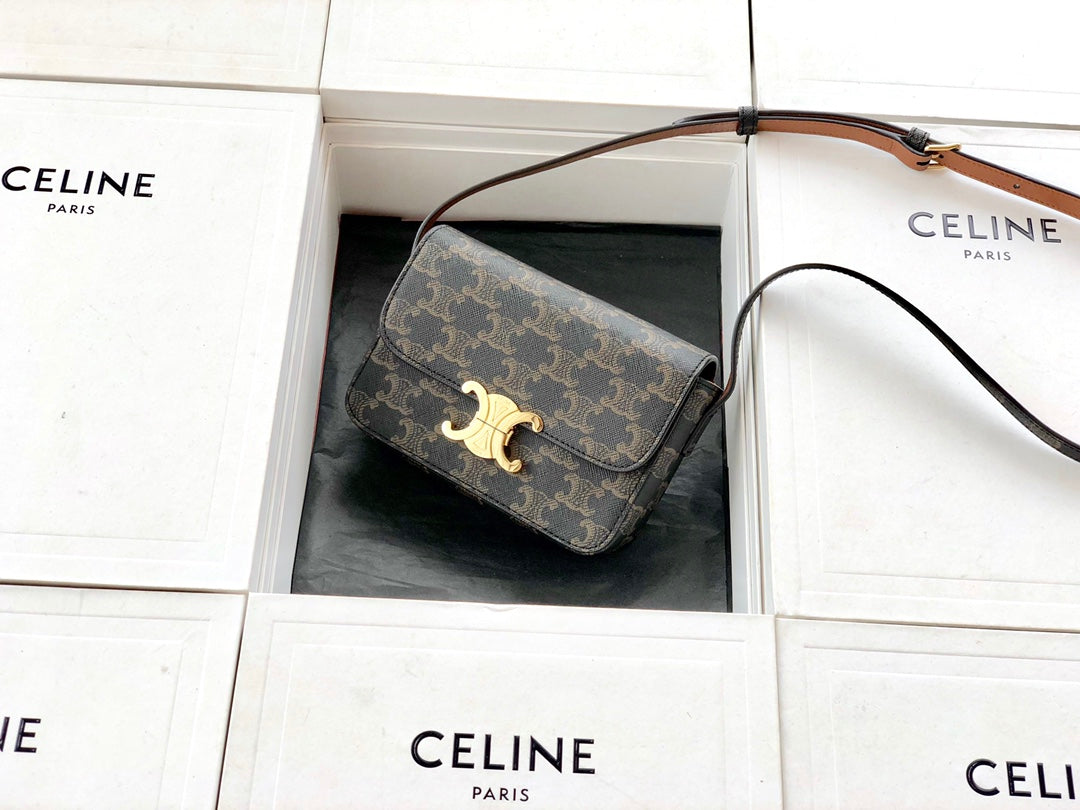 Celine TRIOMPHE NANO TRIOMPHE帆布手袋-黃褐色