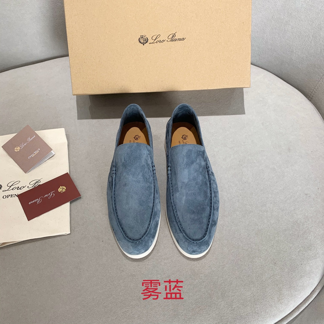 Loro p1ana-羊絨復古平底鞋 男款 霧藍色