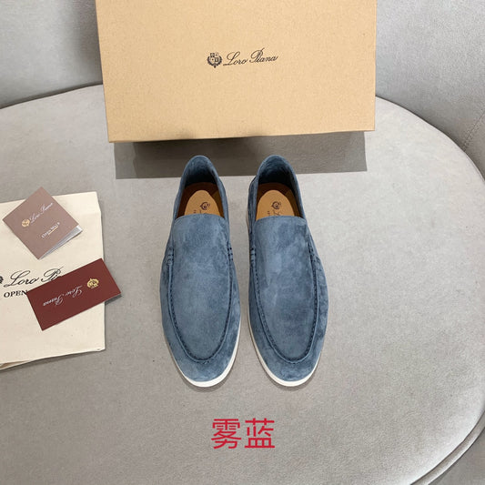 Loro p1ana-羊絨復古平底鞋 男款 霧藍色