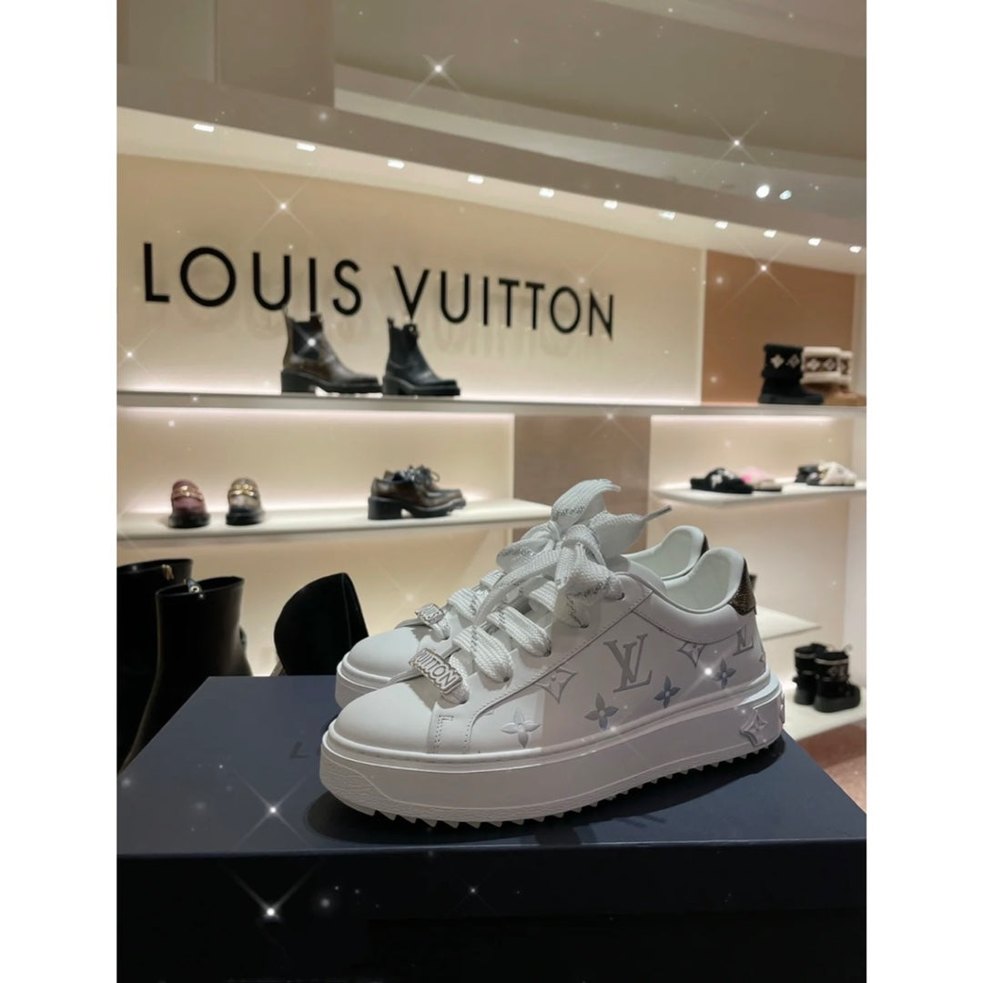 LV鞋-LV Time Out 厚底小白鞋（燙金銀色）