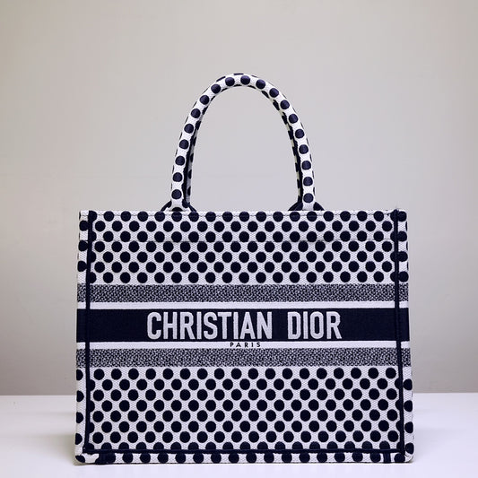 Dior Book Tote-小號36.5cm-黑色波點