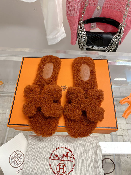 小愛款-2022秋冬新款 Oran純羔羊毛 平底H拖鞋