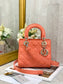 Dior Lady Dior-漆皮金扣-20cm-橙色