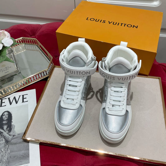 LV鞋-LV TRAINER 高筒 休閒鞋（銀）