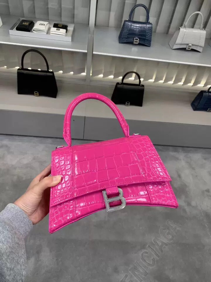 巴黎世-沙漏包XS-玫紅鱷魚紋