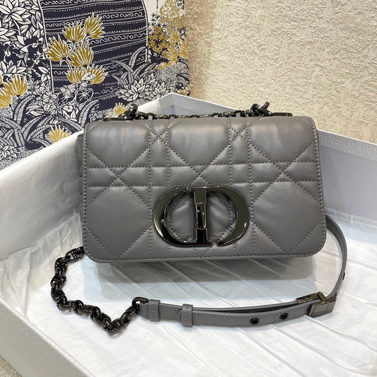 Dior-Caro 菱格紋 胖胖包 小號 灰色