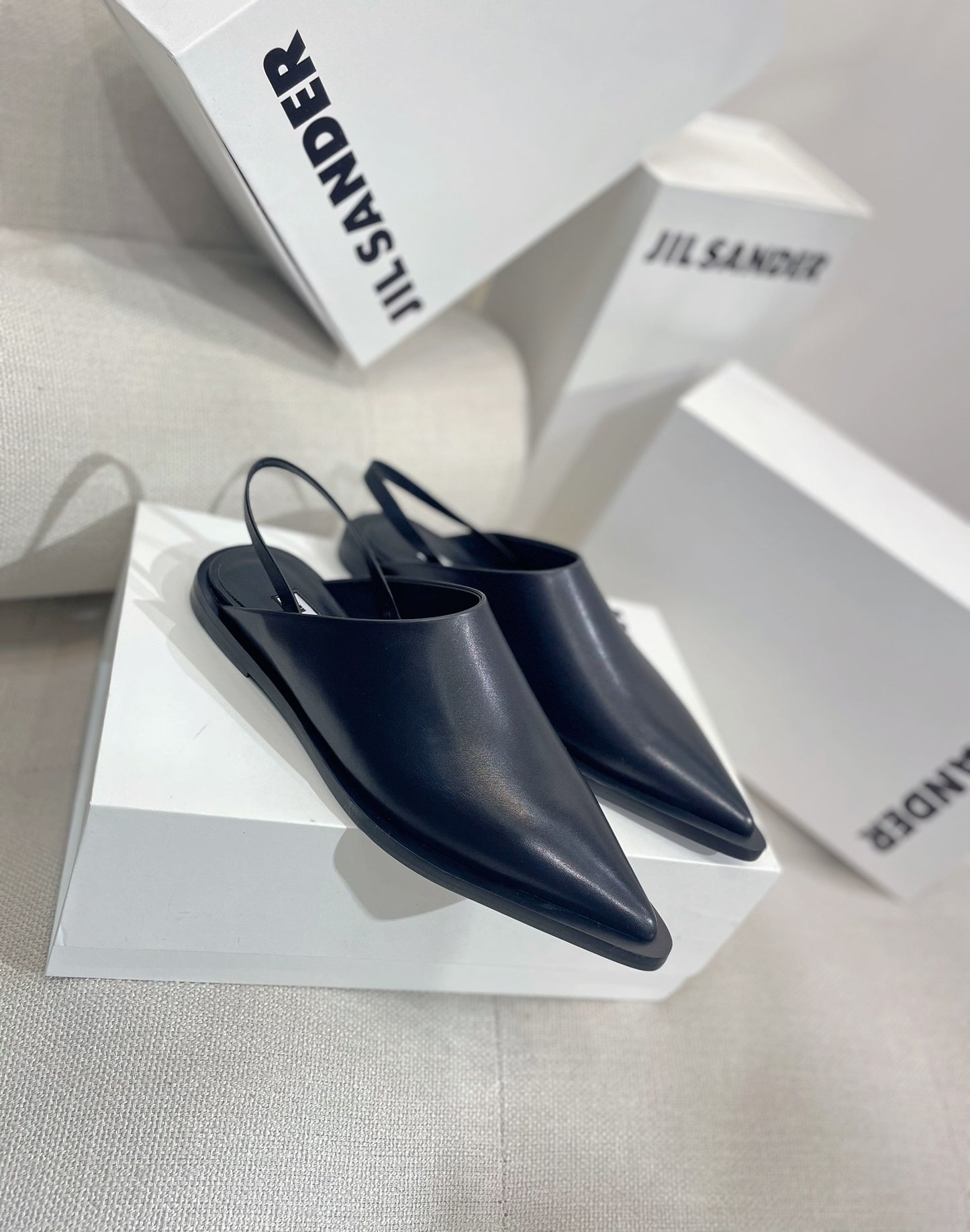 Jil sander-2022春夏 走秀新款 牛皮尖頭平底拖鞋