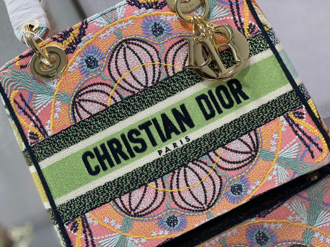 Dior Lady D-Lite手袋-24cm-多色花朵