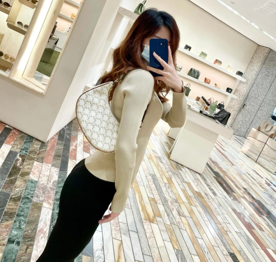 Celine AVA Triomphe帆布手袋-白色老花
