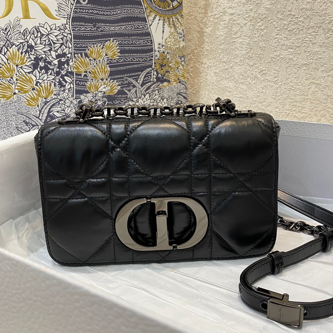 Dior-Caro 菱格紋 胖胖包 小號 黑色