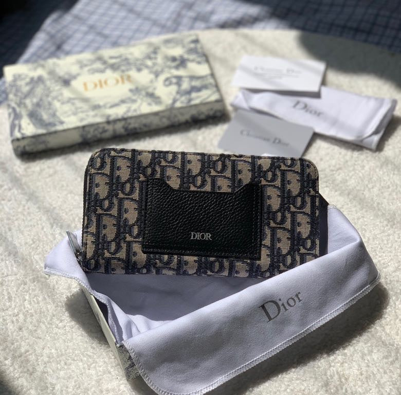 Dior 老花帆布 拉鍊長夾
