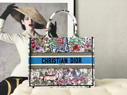 迪D家 Book Tote-中號36.5cm-白花