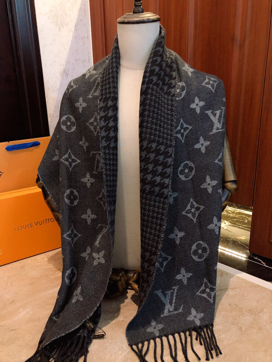路L家-提花圍巾 38*190cm 黑色