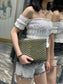 YSL_提花拼接文件手拿包-綠色金扣-30cm
