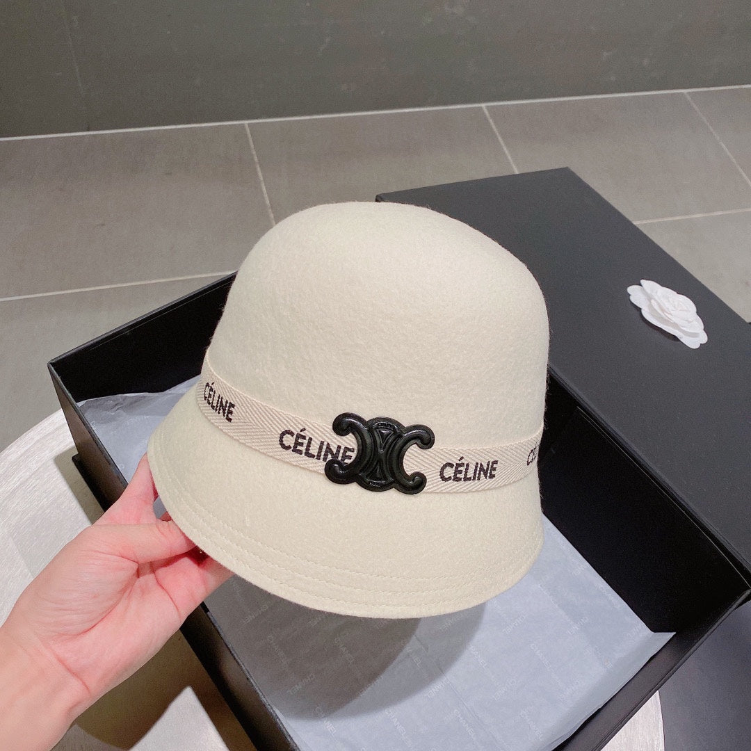 賽C家-羊毛盆帽 白色