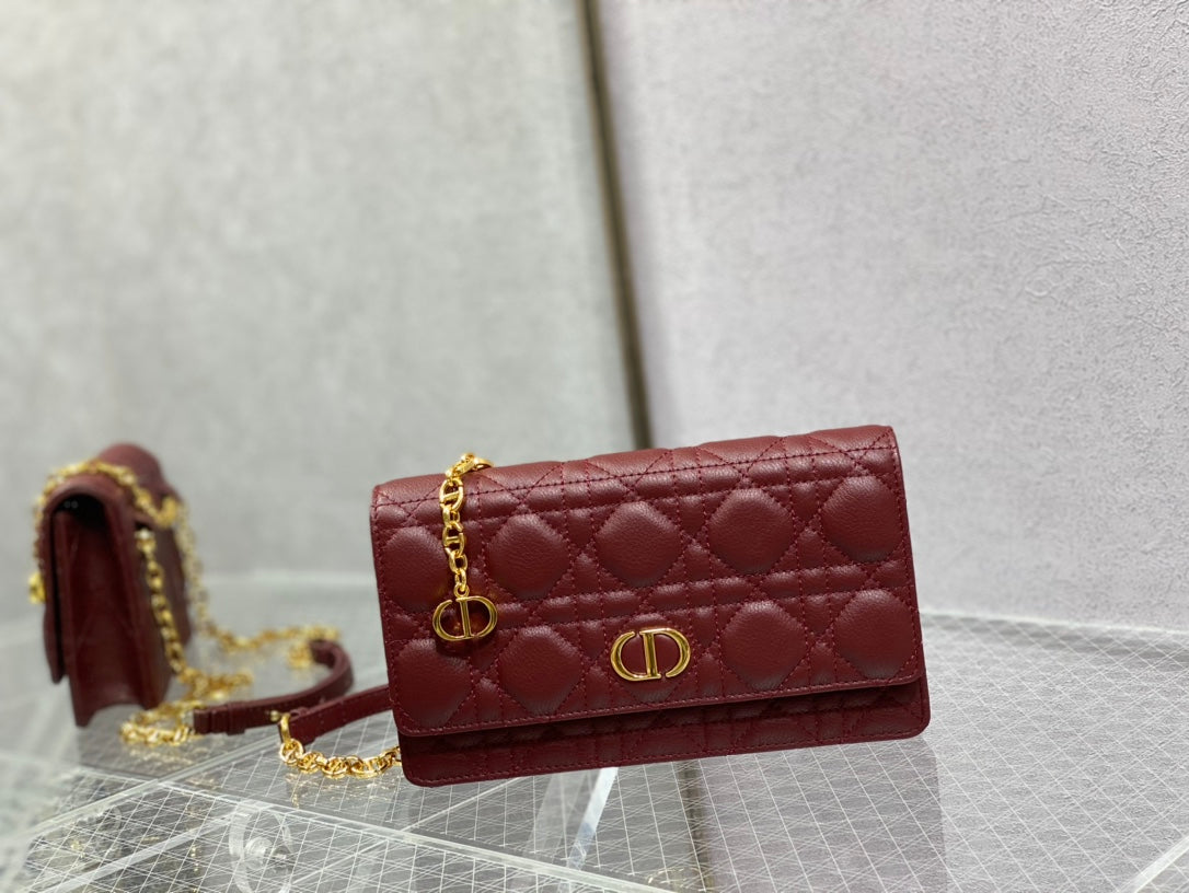 Dior-Caro 菱格紋 小牛皮 鍊條包