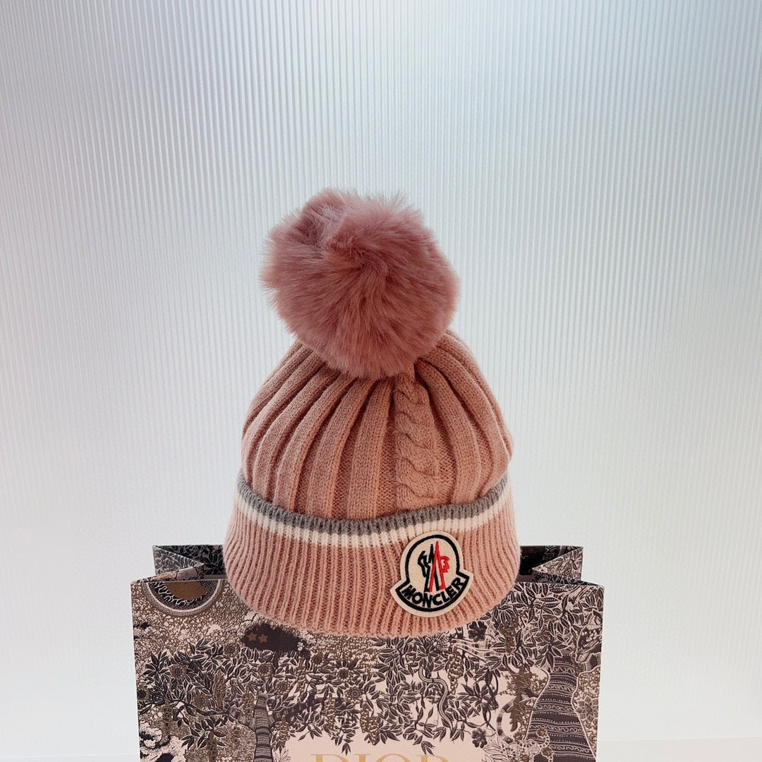 Moncler-針織毛帽 粉色