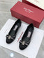 Salvatore Ferragamo鞋-菲拉格慕 VARA蝴蝶結 低粗跟鞋