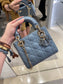 Dior-Mini Lady Dior手袋-三格黛妃-17cm-天藍珐瑯扣