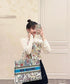 迪D家 Book Tote-中號36.5cm-白花