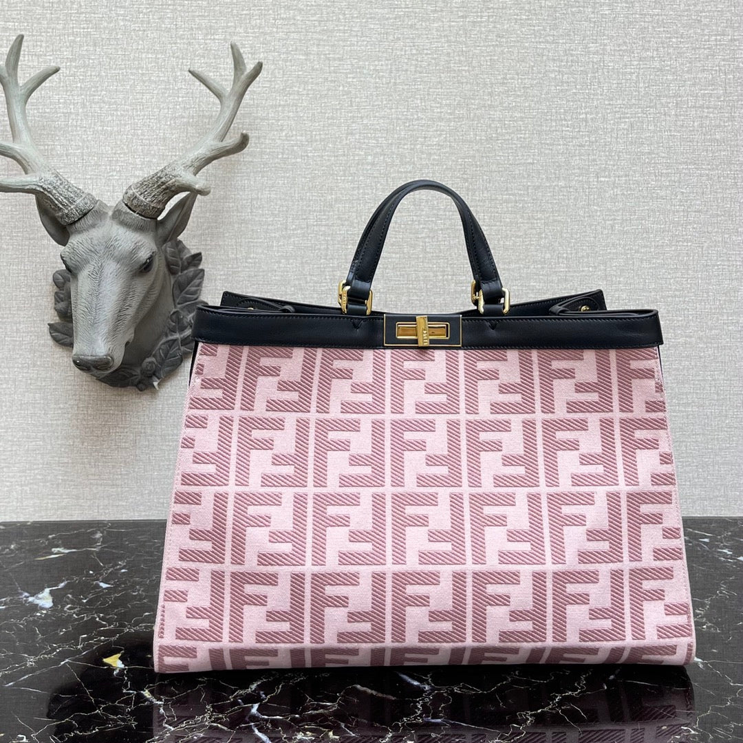 芬F家-PEEKABOO-TOTE-粉色皮革手提