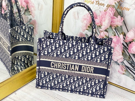Dior Book Tote-小號36.5cm-深藍老花