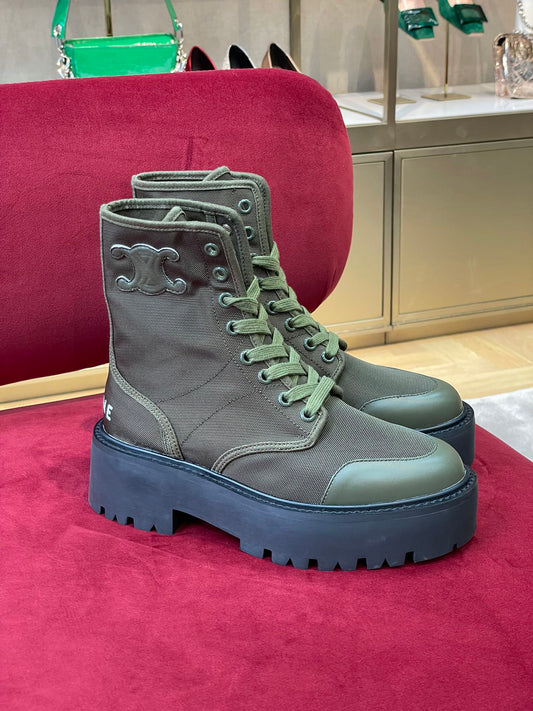 賽C家-22fw 秋冬新款靴子 鞋面帆布拼接皮革（尺碼35-41)