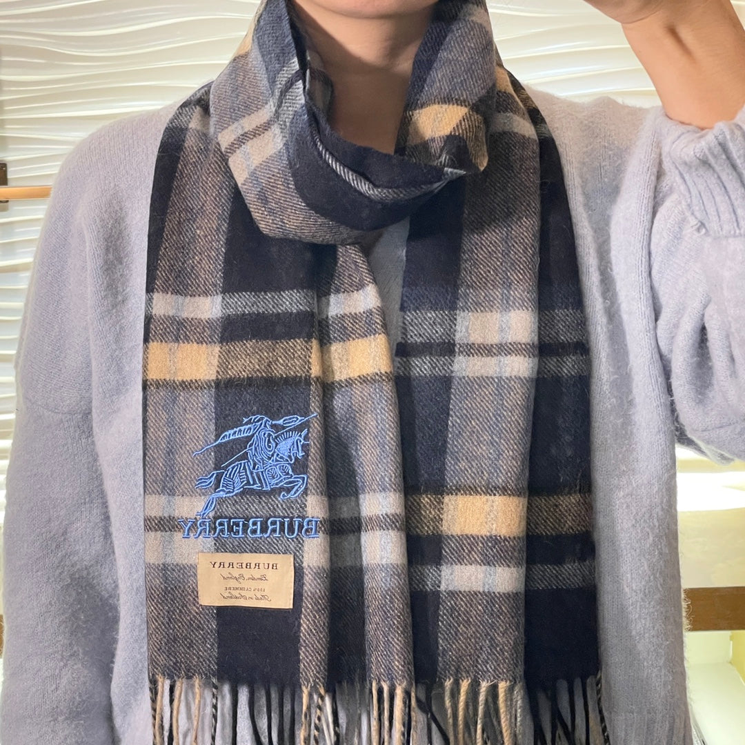 巴B家-經典條紋圍巾 32*180cm 山羊絨