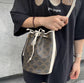 Celine TRIOMPHE帆布小號抽繩包-白色老花