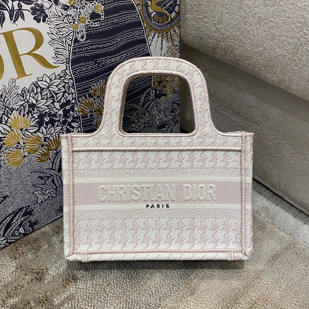 Dior Book Tote-Mini 23cm-粉色千鳥格