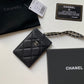 Chanel 證件套-黑色荔枝皮銀扣