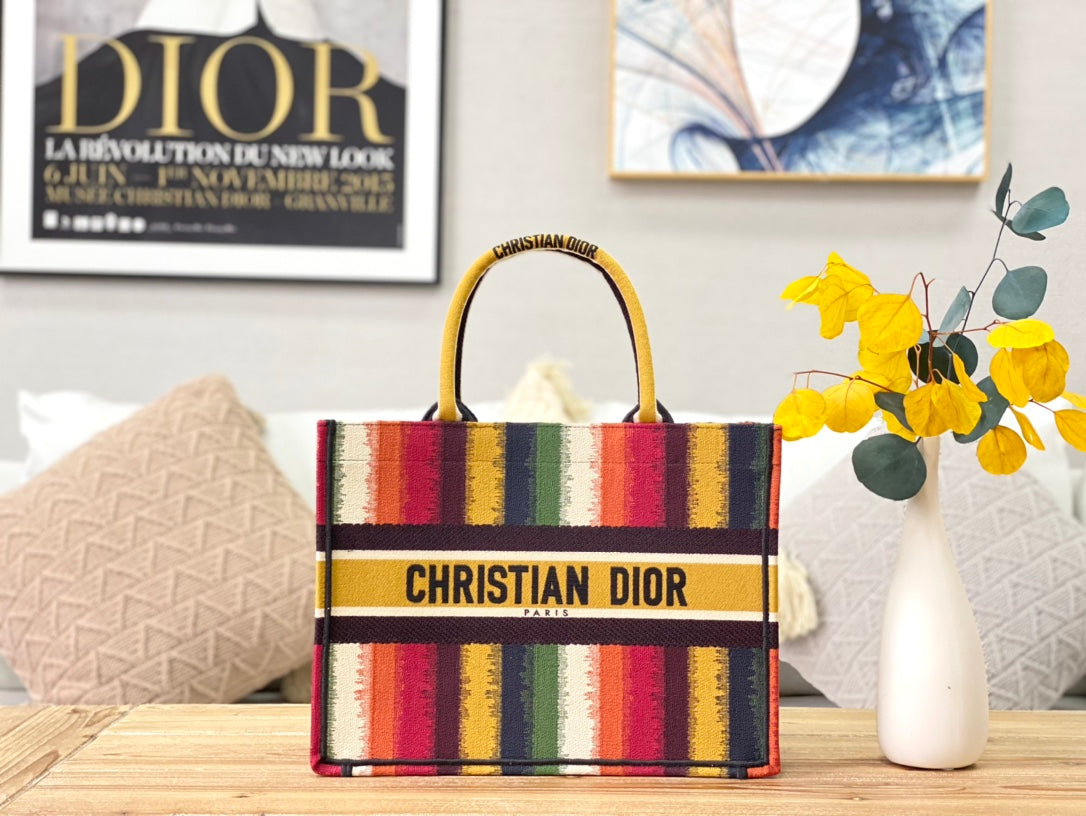Dior Book Tote-小號36.5cm-多色條紋
