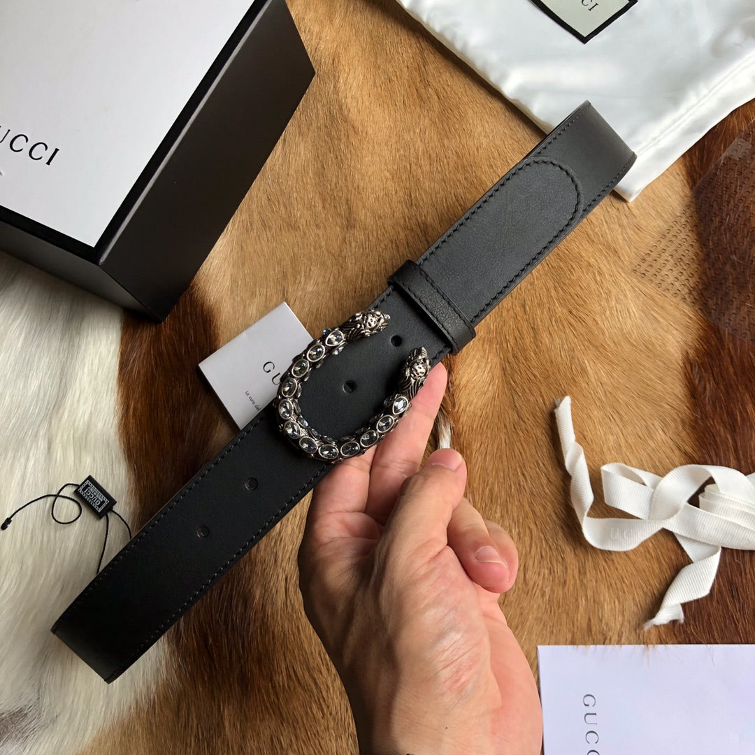 古G家-黑色寶石皮帶-3.5cm