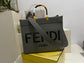 芬F家-Fendi Sunshine-中號深灰色牛皮手提袋
