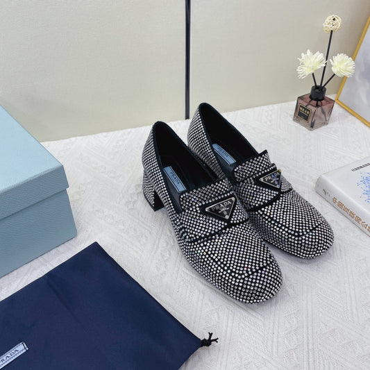 Prada 鞋-Prada 貼鑽 低跟 樂福鞋（銀）