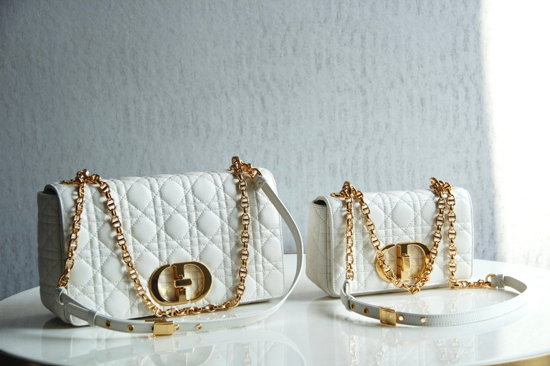Dior Caro 大號28cm-白色小牛皮