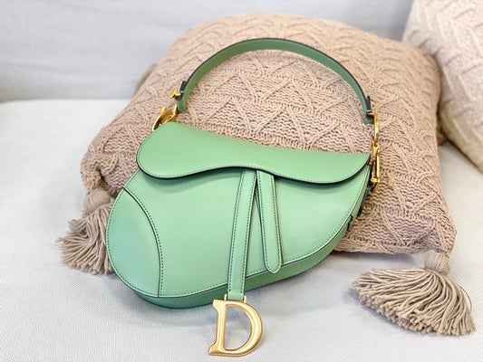 Dior Saddle 馬鞍包-平紋-大號薄荷綠-25.5cm