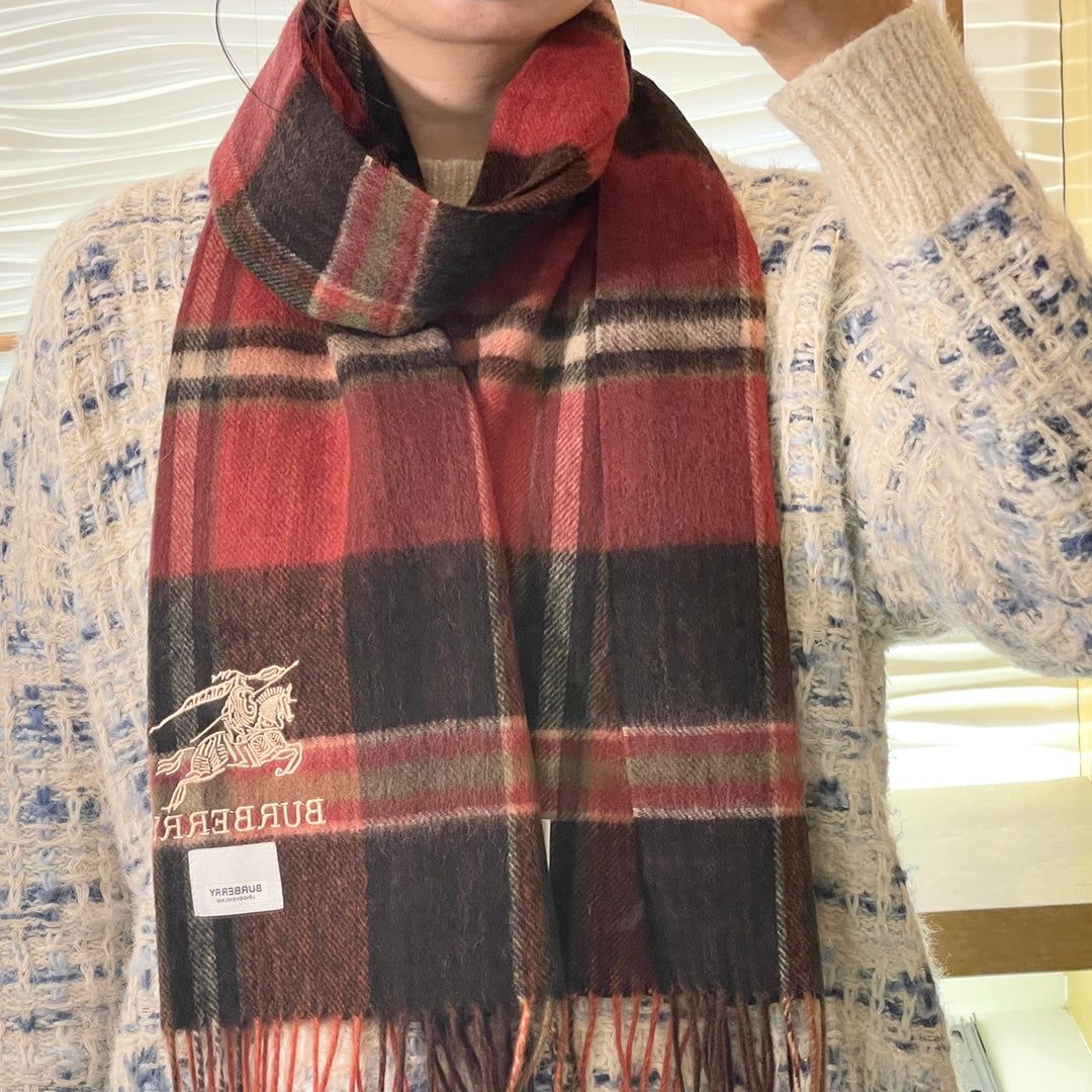巴B家-羊絨經典條紋編織圍巾 32*180cm(不含流蘇)