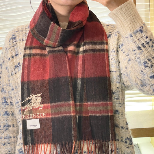 巴B家-羊絨經典條紋編織圍巾 32*180cm(不含流蘇)