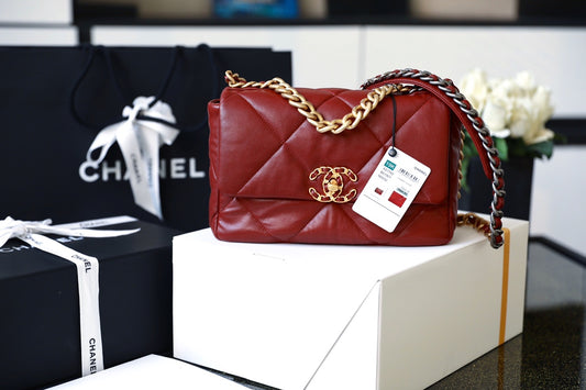 Chanel 19Bag-小號棗紅色