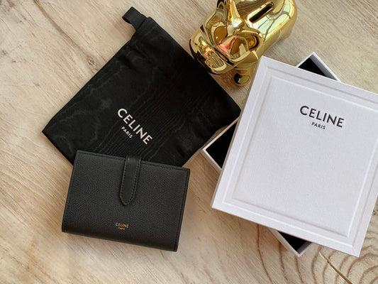 Celine 中夾-STRAP粒面小牛皮錢包
