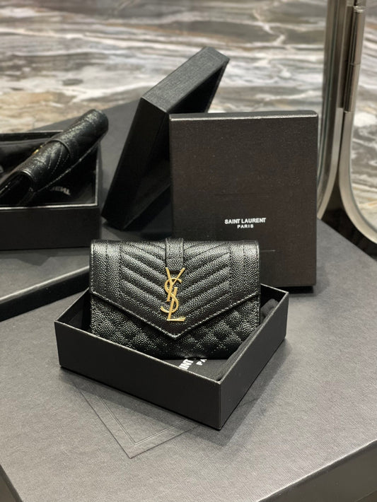 YSL 新品短夾 黑色金扣