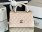 Chanel coco handle CF 小號-米白色牛皮-香檳金扣