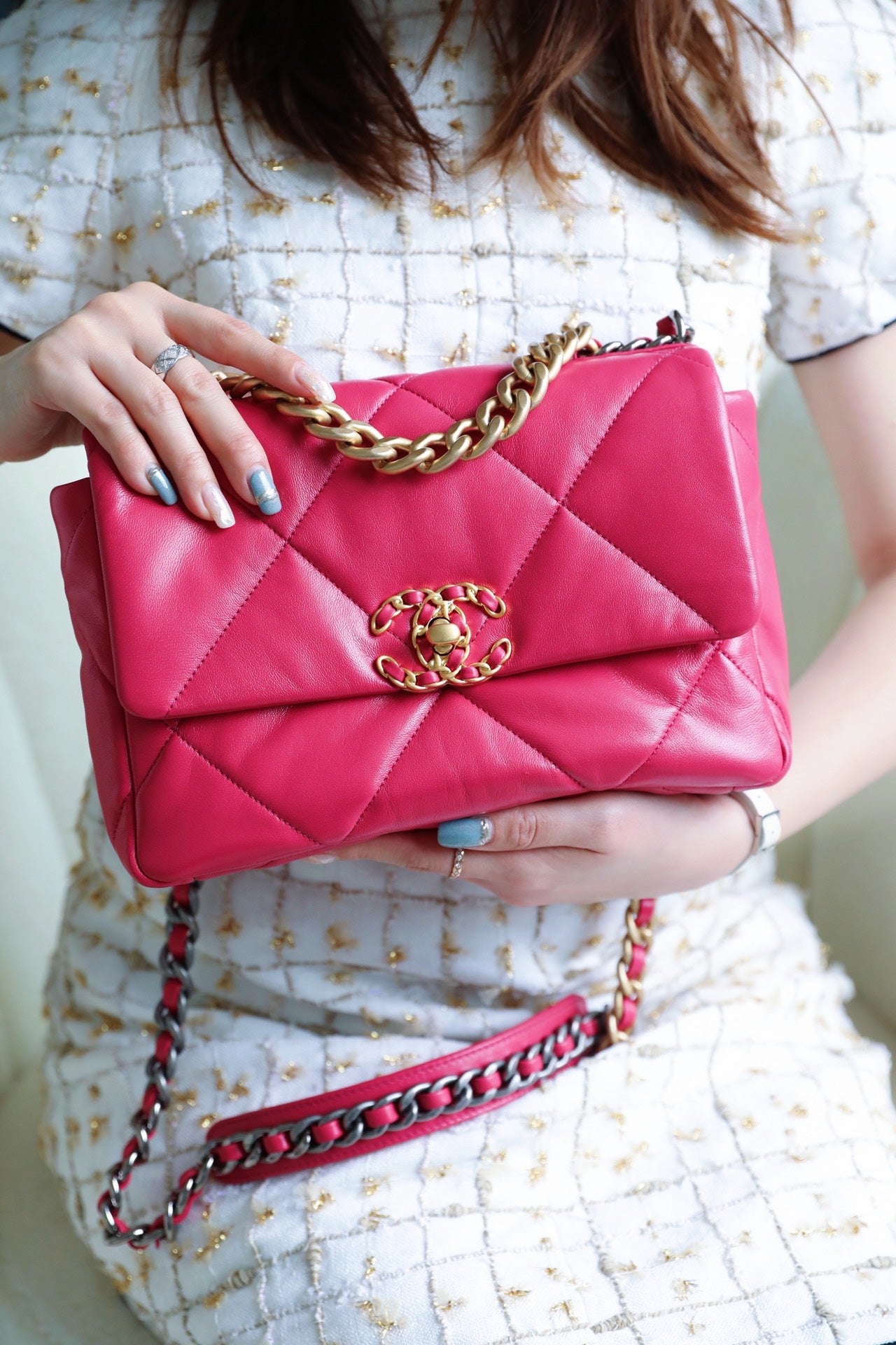 Chanel 19Bag-小號桃紅色